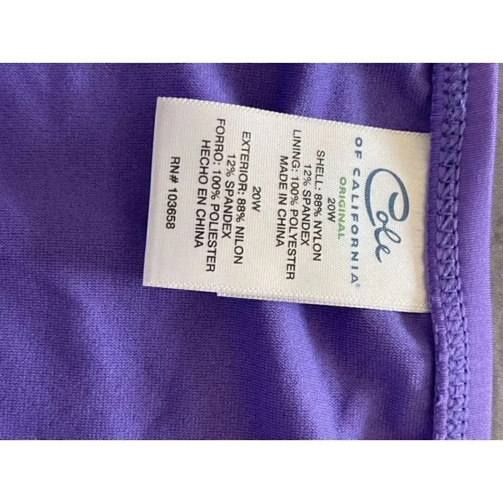 Cole Purple Ruched Side Swimsuit Bottom Size 20 NWT